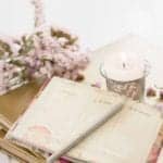 Soft pink 'sensual' journal with candle