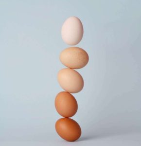 5 eggs balancing in a tower