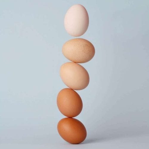 5 eggs balancing in a tower