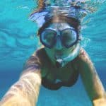 Girl swimming underwater