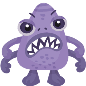 cartoon graphic of purple angry man