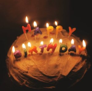 birthday cake with candles