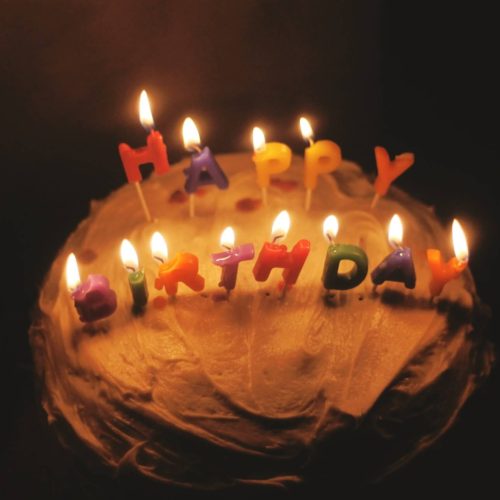 birthday cake with candles - aging