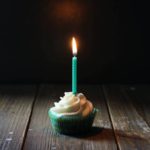 single candle on cupcake