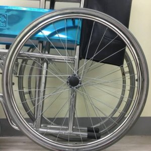 view of a wheelchair wheel
