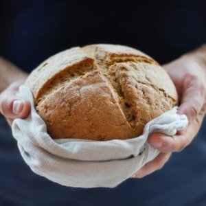 round loaf of fresh baked bread