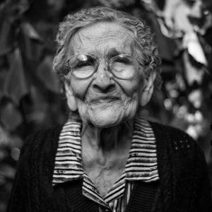 old lady with agency and kind face